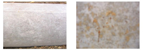 圖2 鋼纖維混凝土在鋼模中存放時間較短(左)與較長(右)時產(chǎn)生的成型效果對比